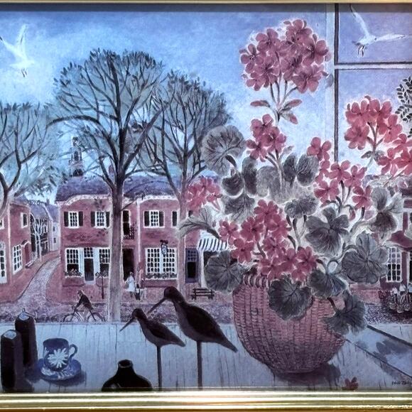 David Zwillinger art work "Geraniums" signed matted & framed print 3" x 4" - Picture 5 of 8